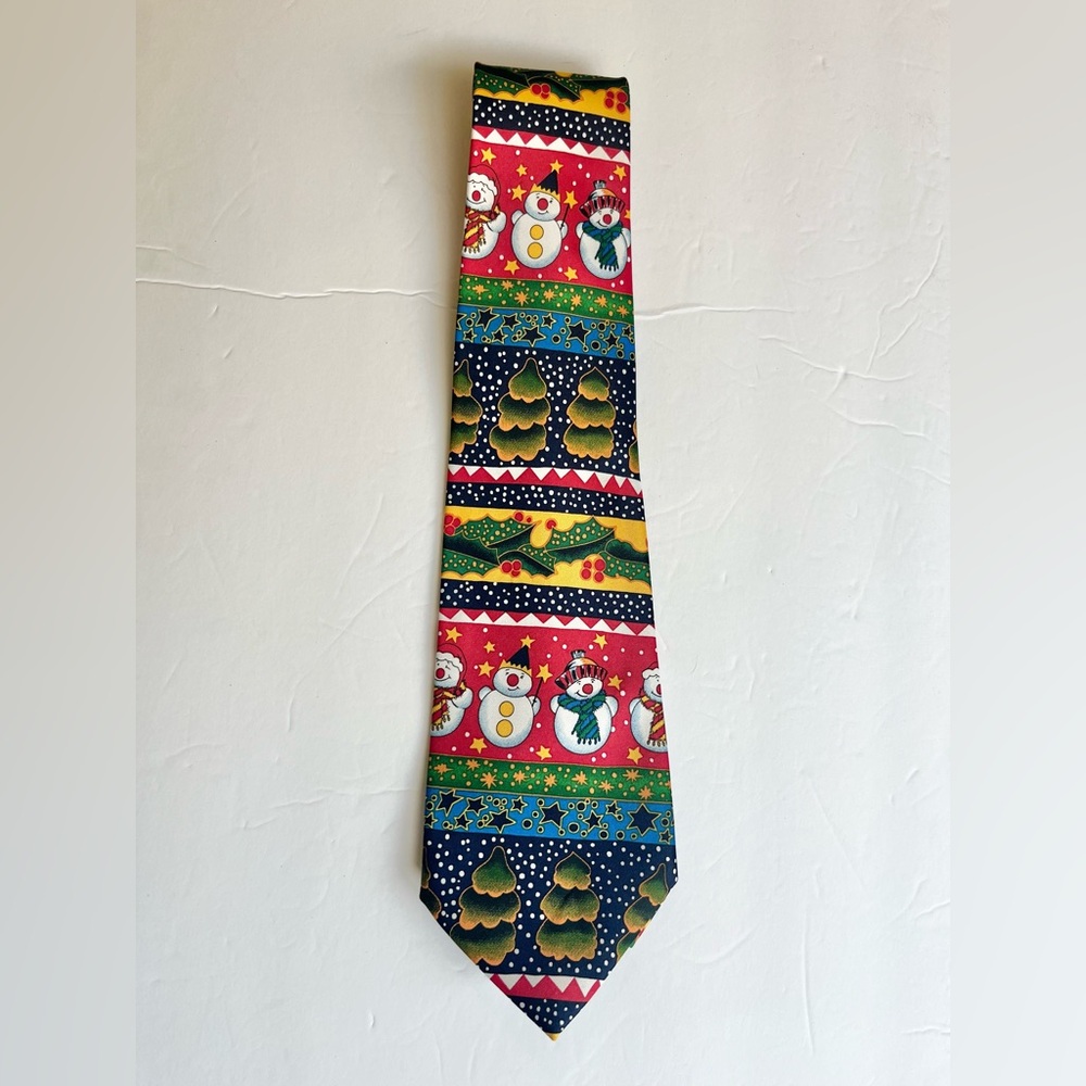 Rene Chagal fair isle snowman Christmas tie